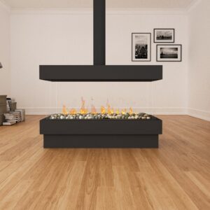 Ortal - Island 130 (Flat Hood, With Base) - Ortal Gas Fireplace