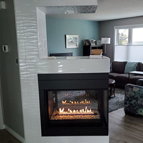 Peninsula Fireplace Install