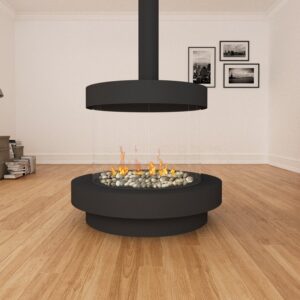 Ortal - Stand Alone 360 (75x65 Curve Tunnel) With Hood, With Base - Ortal Gas Fireplace