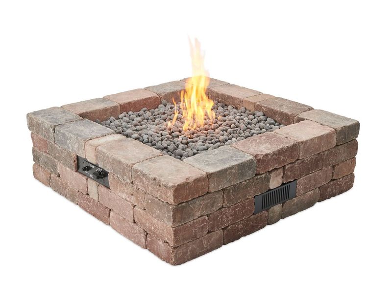 The Outdoor GreatRoom - Bronson Block Square Gas Fire Pit Kit - The Outdoor Greatroom Company Gas Fire Table