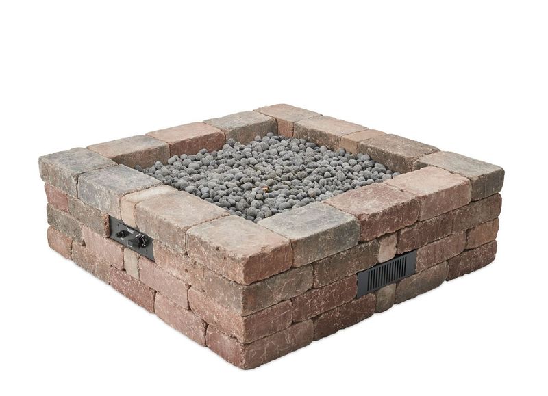 The Outdoor GreatRoom - Bronson Block Square Gas Fire Pit Kit - The Outdoor Greatroom Company Gas Fire Table