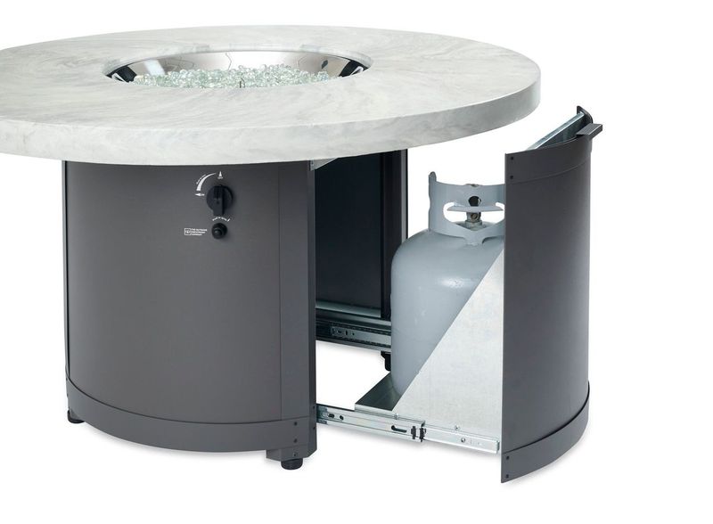 The Outdoor GreatRoom - White Onyx Beacon Round Gas Fire Pit Table - The Outdoor Greatroom Company Gas Fire Table