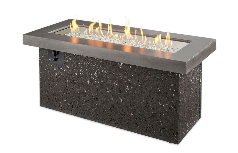 The Outdoor GreatRoom - Grey Key Largo Linear Gas Fire Pit Table - The Outdoor Greatroom Company Gas Fire Table