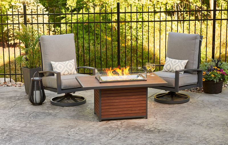 The Outdoor GreatRoom - Kenwood Rectangular Chat Height Gas Fire Pit Table - The Outdoor Greatroom Company Gas Fire Table