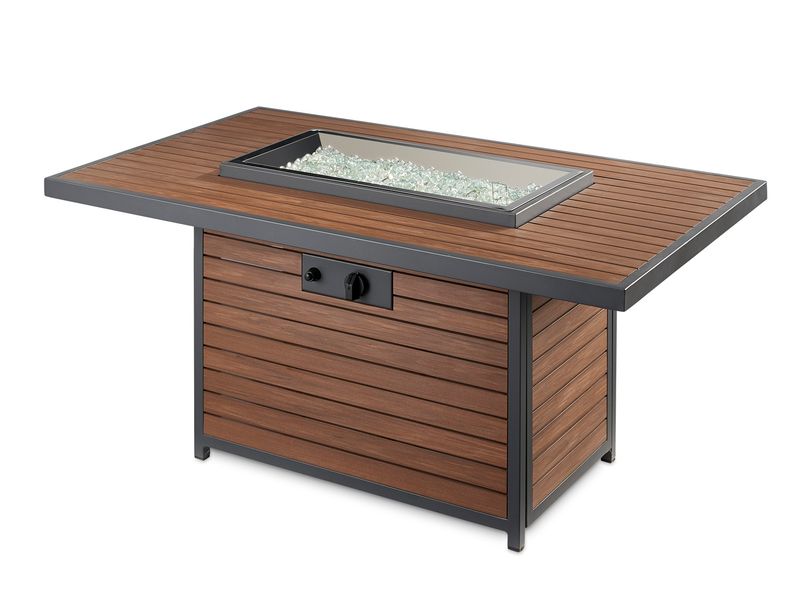 The Outdoor GreatRoom - Kenwood Rectangular Chat Height Gas Fire Pit Table - The Outdoor Greatroom Company Gas Fire Table