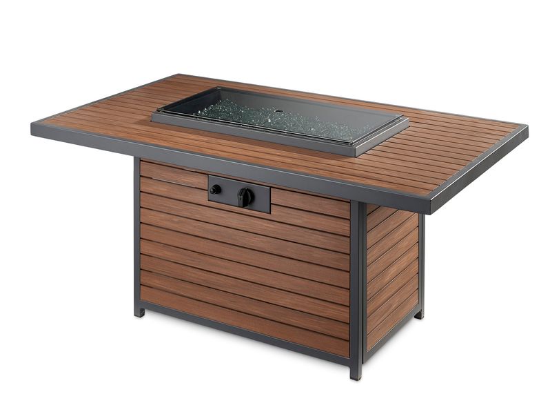 The Outdoor GreatRoom - Kenwood Rectangular Chat Height Gas Fire Pit Table - The Outdoor Greatroom Company Gas Fire Table