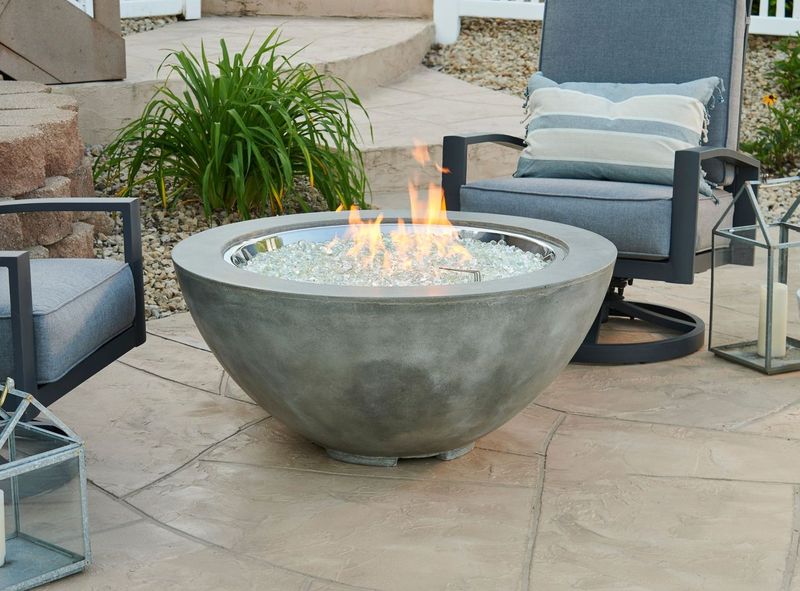 The Outdoor GreatRoom - Natural Grey Cove 42" Round Gas Fire Pit Bowl - The Outdoor Greatroom Company Gas Fire Bowl