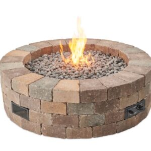 The Outdoor GreatRoom - Bronson Block Round Gas Fire Pit Kit - The Outdoor Greatroom Company Gas Fire Table
