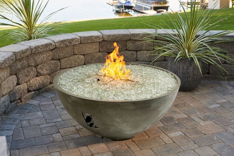 The Outdoor GreatRoom - Natural Grey Cove Edge 42" Round Gas Fire Pit Bowl - The Outdoor Greatroom Company Gas Fire Bowl