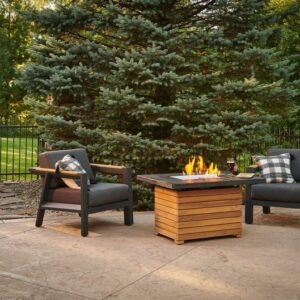 The Outdoor GreatRoom - Darien Rectangular Gas Fire Pit Table with Everblend Top - The Outdoor Greatroom Company Gas Fire Table