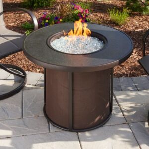 The Outdoor GreatRoom - Brown Stonefire Round Gas Fire Pit Table - The Outdoor Greatroom Company Gas Fire Table