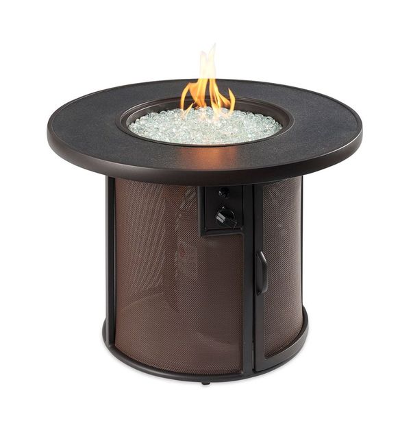 The Outdoor GreatRoom - Brown Stonefire Round Gas Fire Pit Table - The Outdoor Greatroom Company Gas Fire Table