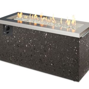 The Outdoor GreatRoom - Stainless Steel Key Largo Linear Gas Fire Pit Table - The Outdoor Greatroom Company Gas Fire Table