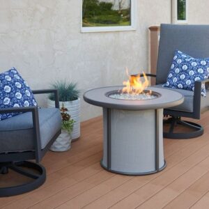 The Outdoor GreatRoom - Grey Stonefire Round Gas Fire Pit Table - The Outdoor Greatroom Company Gas Fire Table