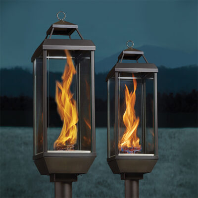 two lanterns burning